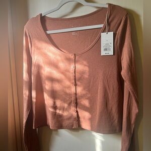 Burnt Sienna, Thin Long Sleeve Cardigan Shirt